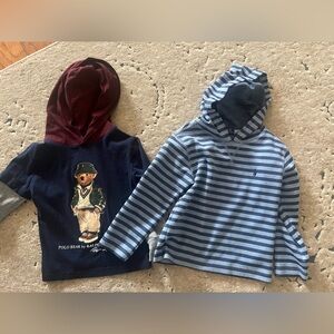 Ralph Lauren Navy Bear hoodie top and Blue Striped hoodie top